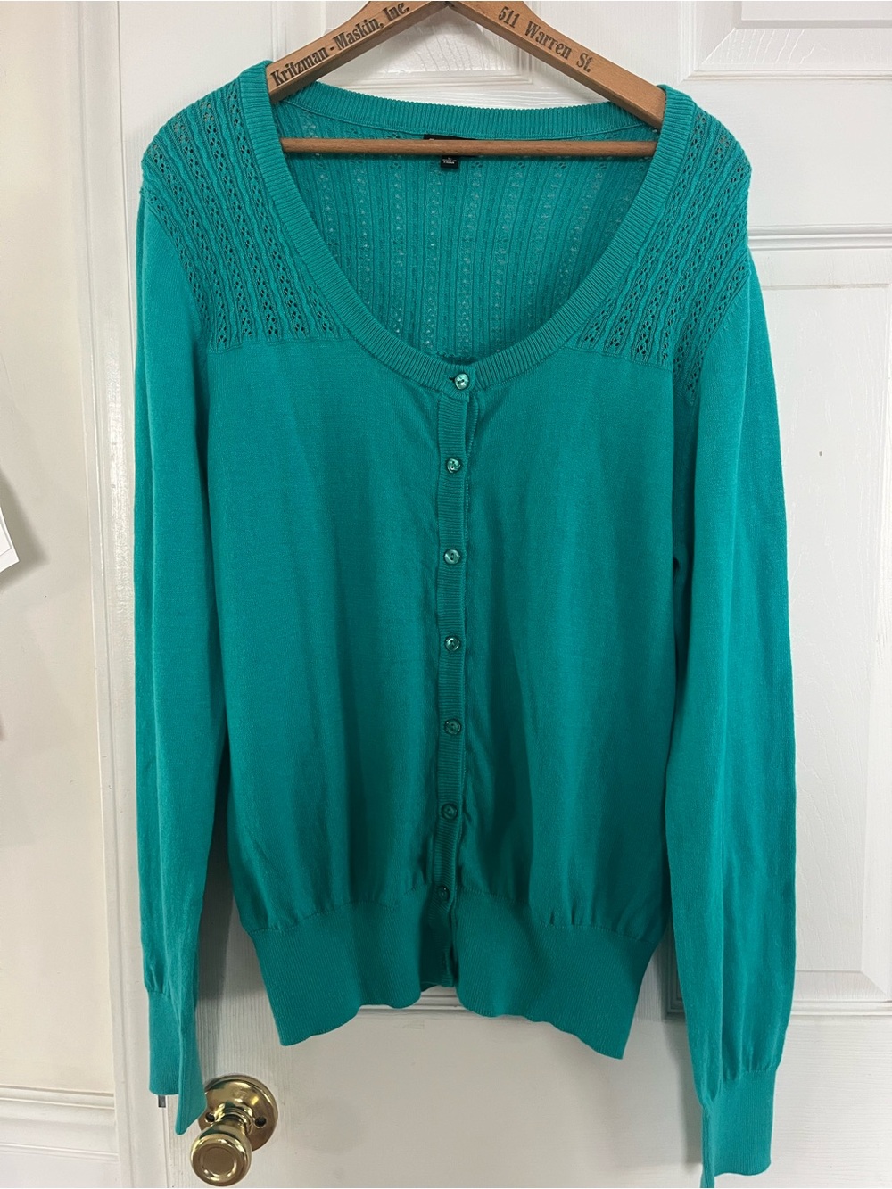 Talbots Teal Women’s Cardigan - large 100% cotton